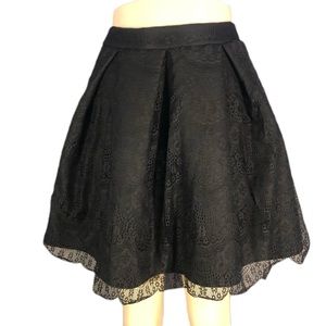 Forever 21 black lace pleated mini skirt